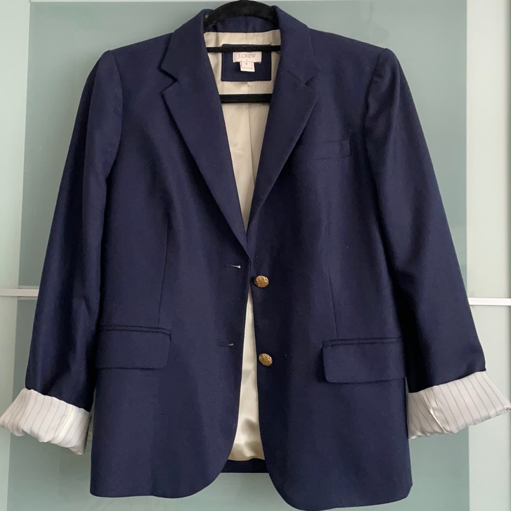 J crew Navy blue wool blend blazer 6